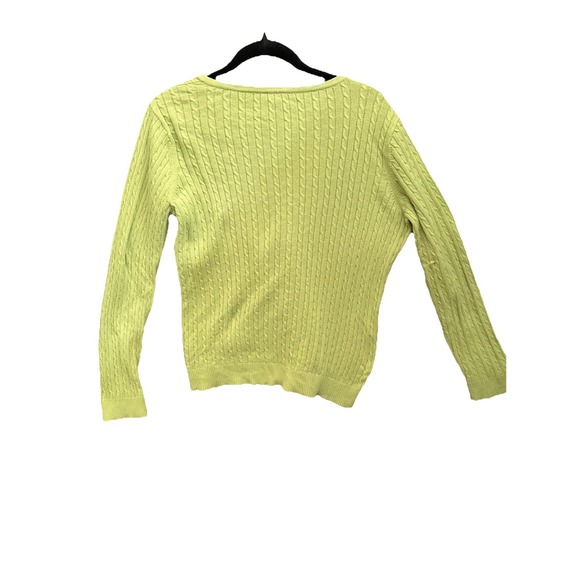 Talbots Womens VNeck Cable Knit Sweater Size Petite Large Lightweight Green - Picture 5 of 5
